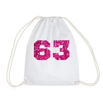 Numéro 63 paillettes rose - 63e anniversaire - Sac de sport léger - blanc - Devant