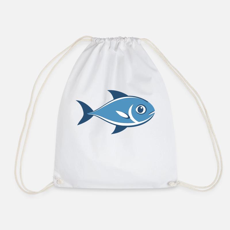 Fish Fishing - Drawstring Bag - white