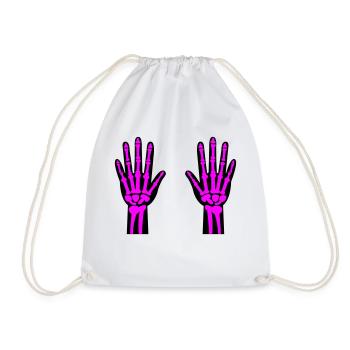 Skeleton Hands 02 - Drawstring Bag - white - Front