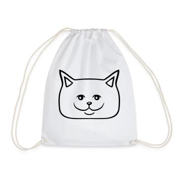 Pretty Cat Looking Happy Cheerful Smiling - Drawstring Bag - white - Front
