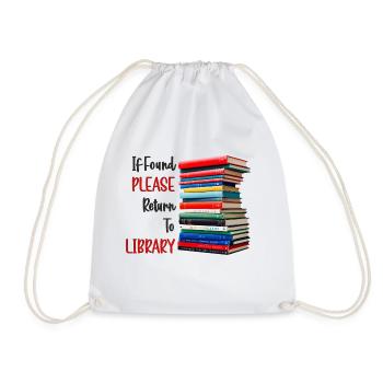 If Found Please Return To Library - Drawstring Bag - white - Front