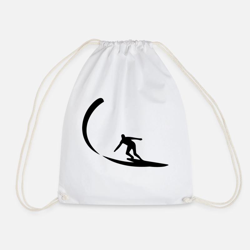 Surfing Surfboard Surfer Water Sports - Drawstring Bag - white