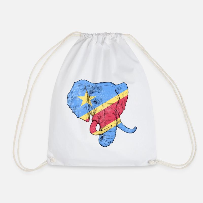 Congo Elephant - Stand with Republic of Congo - Drawstring Bag - white