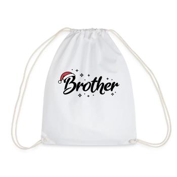Santa Hat Brother Brother - Drawstring Bag - white - Front