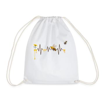 Heartbeat Bees - Geschenkidee - Turnbeutel - Weiß - Vorne