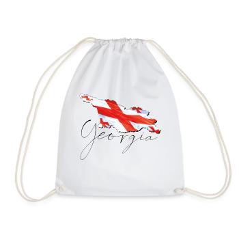 Georgia flag in the Georgia map EN - Drawstring Bag - white - Front