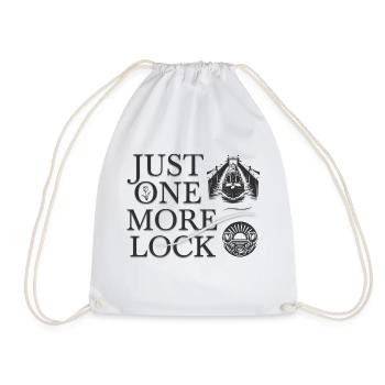 Narrow boat "just one more lock" t-shirt - Drawstring Bag - white - Front