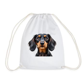 Dachshund dog portrait loyal pets animals snout - Turnbeutel - Weiß - Vorne