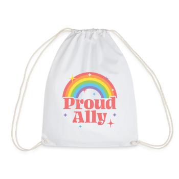 Proud Ally - Drawstring Bag - white - Front