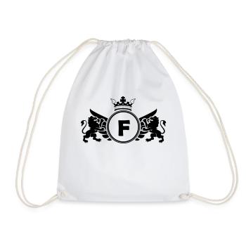 letter F coat of arms - Drawstring Bag - white - Front
