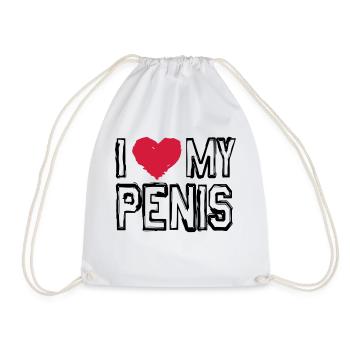 I LOVE MY PENIS! - Drawstring Bag - white - Front