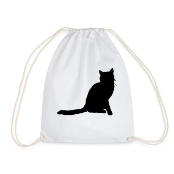 Vektor Katze Silhouette - Turnbeutel - Weiß - Vorne