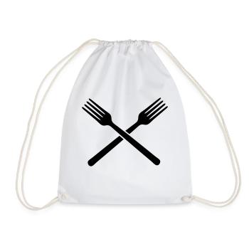 forks hungry - Drawstring Bag - white - Front