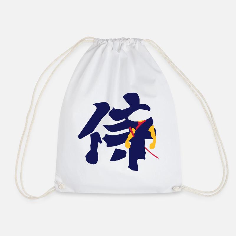 Samurai Kanji - Drawstring Bag - white