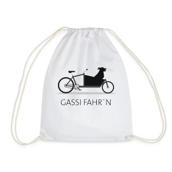 Lastenfahrrad Hund Gassi - Turnbeutel - Weiß - Vorne
