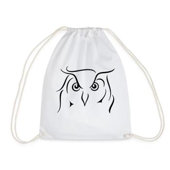 Eagle owl - line drawing gift idea gift - Drawstring Bag - white - Front