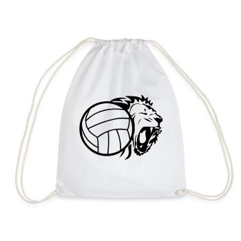 volleyball ball lion - Drawstring Bag - white - Front