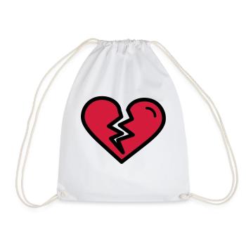 Broken heart, heartache sadly in love - Drawstring Bag - white - Front