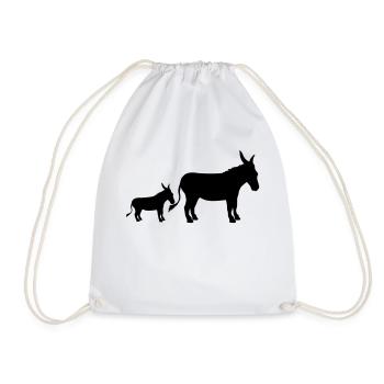 baby child small young family mom dad donkey pf - Drawstring Bag - white - Front