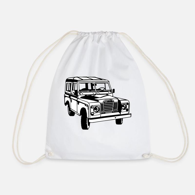 LR Landie Series illustration - Autonaut.com - Drawstring Bag - white