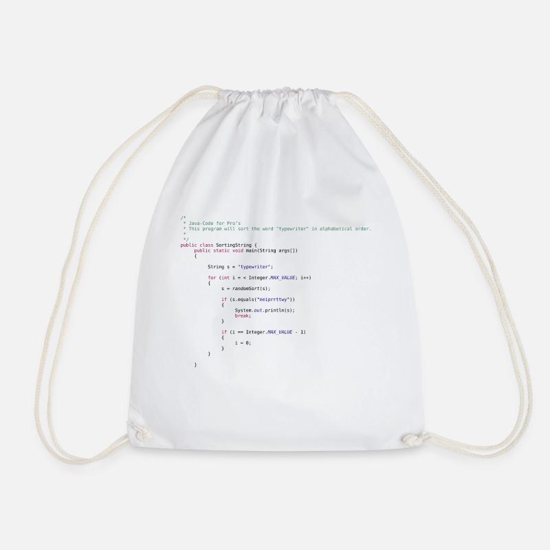 code Java drôle pour trier - Sac de sport léger - blanc