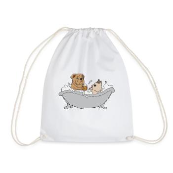 Dog bathes in beer - Drawstring Bag - white - Front