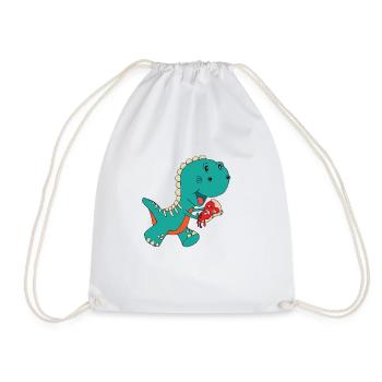 Dino pizza - Drawstring Bag - white - Front