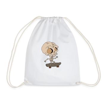 Skateboard skeleton - Drawstring Bag - white - Front