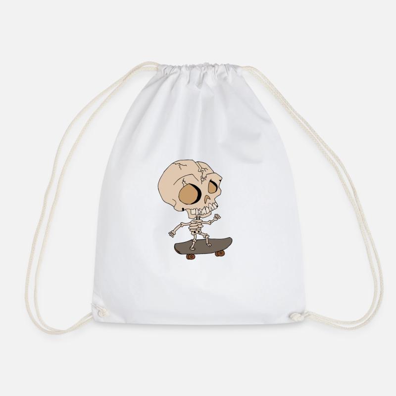 Skateboard skeleton - Drawstring Bag - white