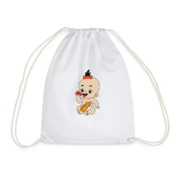 Baby pizza - Drawstring Bag - white - Front