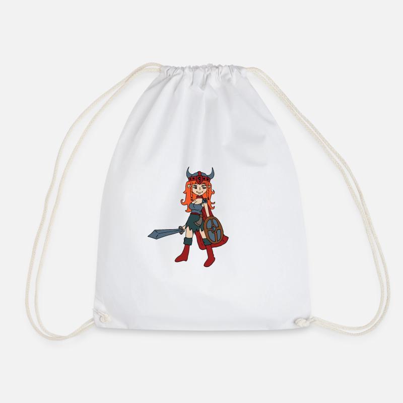 Viking Shieldmaiden - Drawstring Bag - white