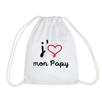 J'aime mon Papy [ Bébé / Naissance ] - Sac de sport léger - blanc - Devant