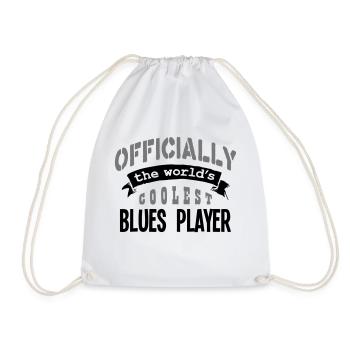 blues player officially the worlds coole - Drawstring Bag - white - Front