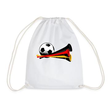Fußball Tröte - Vuvuzela - Deutschland Flagge - Turnbeutel - Weiß - Vorne