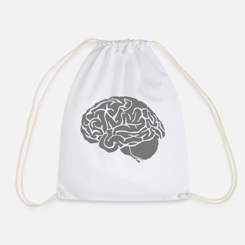brain brain - Drawstring Bag - white