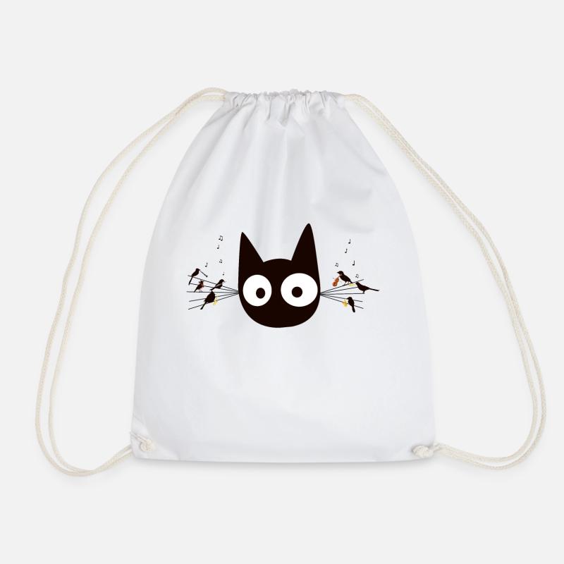 Preto cat - Drawstring Bag - white