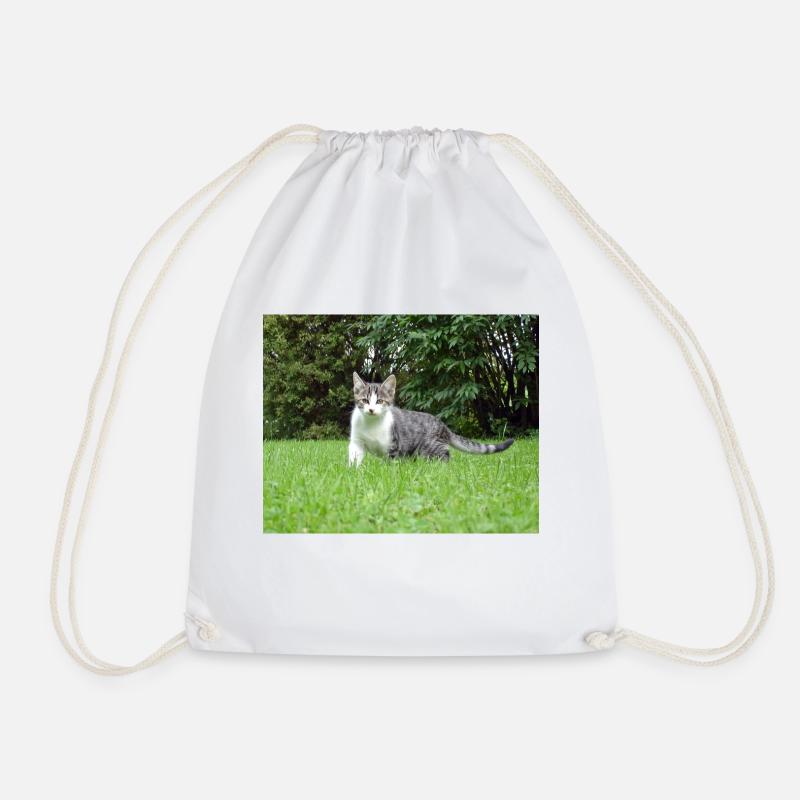 Curious kitten - Drawstring Bag - white
