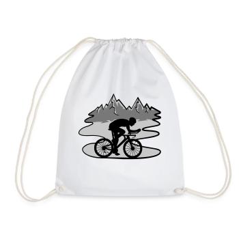 Bicycle Rider Mountains - Drawstring Bag - white - Front