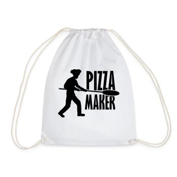Pizza Pusher Pizza Maker - Drawstring Bag - white - Front