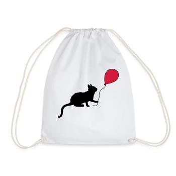 Red Balloon Kitten Plays - Drawstring Bag - white - Front