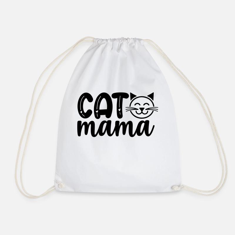 cat mama - Cat mom - Drawstring Bag - white
