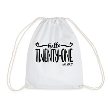 21st Birthday Women Hello Twenty-One Est. 2002 - Drawstring Bag - white - Front