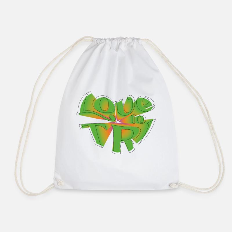 Love to TRI - Drawstring Bag - white