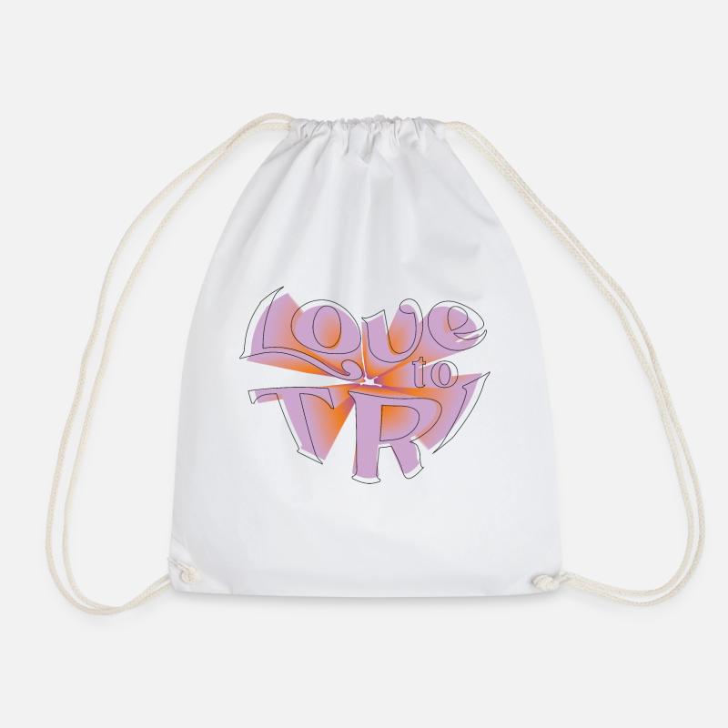 Love to TRI - Drawstring Bag - white