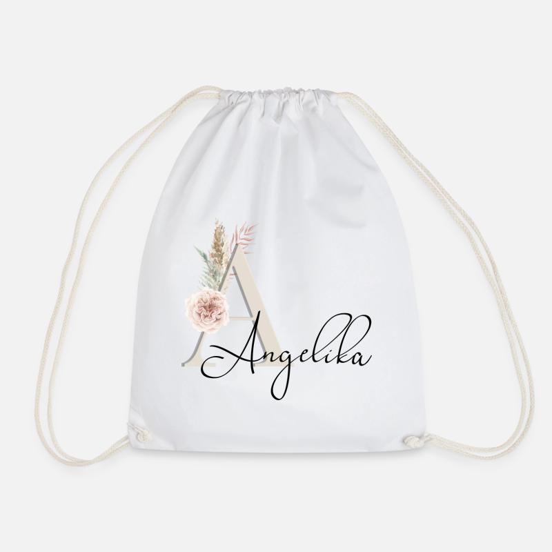 Angelika! Name Boho - Turnbeutel - Weiß