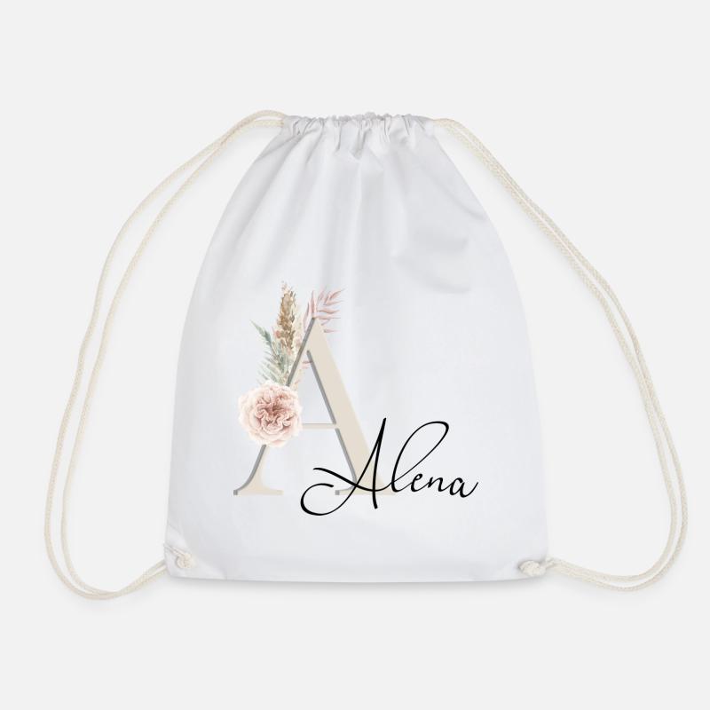 Alena! Name Boho - Drawstring Bag - white