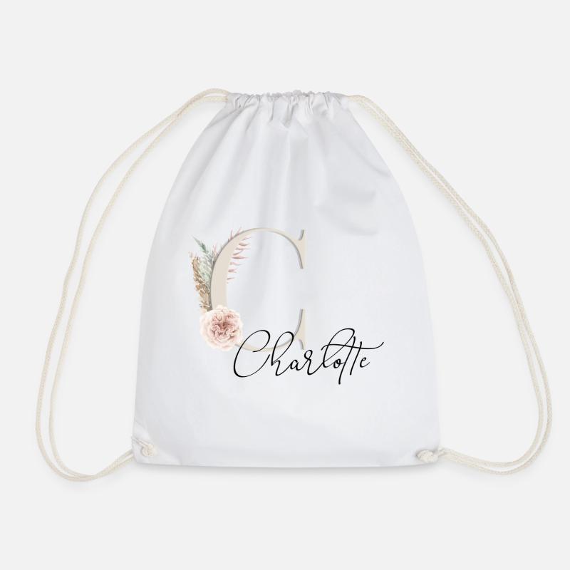 Charlotte! Name Boho - Turnbeutel - Weiß