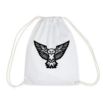 Bird typhibou or flying eagle in front - Drawstring Bag - white - Front