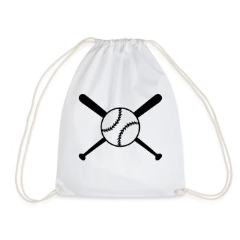 Baseball Sport Logo 001 - Drawstring Bag - white - Front