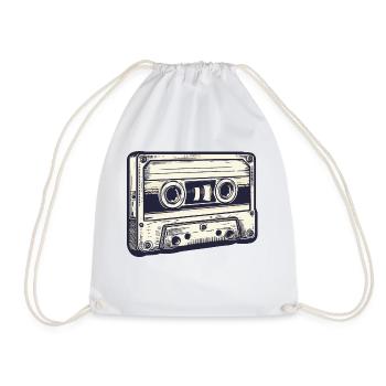 Retro music cassette, audio cassette, vintage beige - Drawstring Bag - white - Front